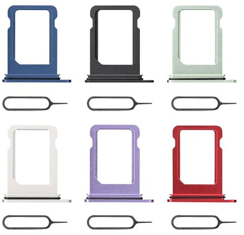 Risidamoy 6 Color Single US Version SIM Card Tray Holder Replacement for iPhone 12 Mini White Black Blue Red Green Purple Set for iPhone 12mini SIM Card Adapter Kit A2176 A2398 A2399 A2400