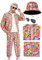 80er Jahre Outfit Damen Herren 80er Trainingsanzug Retro Kostüm Jacke Hip Hop Disco Gläser Hut Zubehör Windbreaker Karneval Halloween Party Cosplay