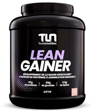 LEAN GAINER | 47g de Protéines sous 4 Formes | Isolat, Concentré de Whey, Hydrolysat et Caséine | 43g de Glucides | Maltodextrine et Fructose | L-Glycine et L-Arginine | 2,27kg | Goût Cookie | TLN