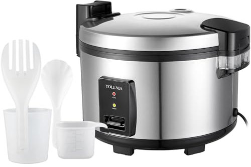 Yollnia Cuiseur de Riz [23L Grande Capacité] Pour 50-80 personnes, antiadhésif, sans le brûler, avec fonction maintien au chaud, 2500 W, Bol antiadhésif amovible lavable,acier inoxydable…