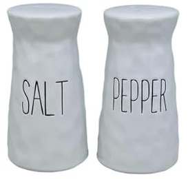 Acense Ceramic Salt and Pepper Shakers, 2 Piece Set, White