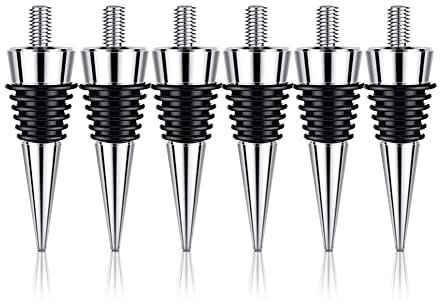 Sunmeit 6 Pieces Metal Bottle Stopper Blank Zinc Alloy Wine Bottle Stopper Kit Reusable Wine Saver Corks Bottle Stopper Set