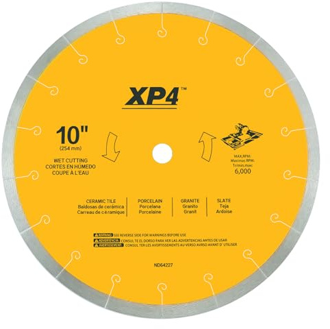 10 Zoll Diamantsägeblatt für Fliesen, Ersatz für Dewalt DW4764 Diamantblatt, für Tilewet Säge zum Steinschneiden, Nassschneiden, Premium Porzellanfliesenblatt