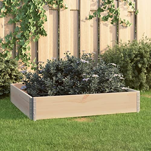 Iiaky Arriate de Madera Maciza de Pino 100x100 cm Huerto Urbano Terraza Jardineras Grandes Exterior
