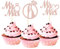 Sotpot Rose Gold 24pcs Miss to Mrs Cupcake Toppers with Ring For Wedding Bridal Shower,Wedding Engagement Party Cake Decorations