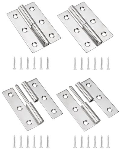 Venussar Türscharniere Link 75 * 50mm Aushebescharnier mit 24 Schrauben 304 Edelstahl Abnehmbares Scharnier für Türen Innen Außen Massive Silber