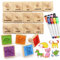 Coogam Holz Stempel Druck Spielzeug Set, 20pcs Tier Farbe Form Stempeln mit Markierungen, DIY Hund/Katze/Zebra/Elefant Scrapbook Kunst Handwerk Supplies Party Gunst Spielzeug Geschenk für 3 4 5 Jahre