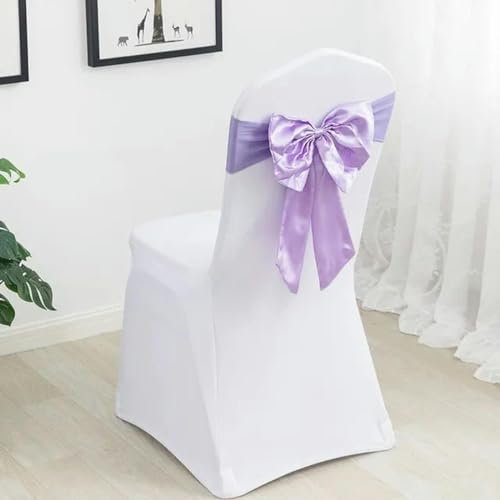 GZSLKSCD 20pcs Stretch Sash Sash with Satin Bow Tie for Hotel Party Wedding Decoration Tie Satin Chair Sash Bow-Peach (Lilac)