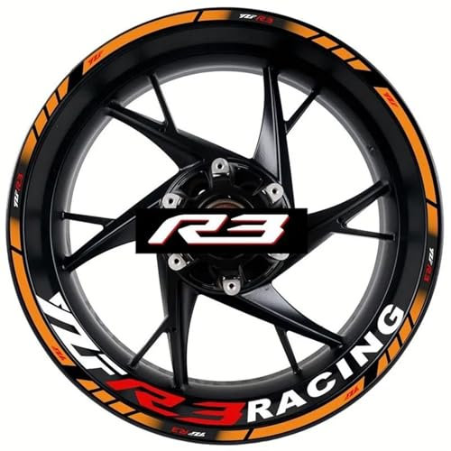 CSSPDM Einfach installieren 17-Zoll-Motorradfelgenaufkleber, Wasserdicht, Reflektierend, Für Felgen Vorn Und Hinten, Dekoration Für Y&amaha YZF R3(Style 1)