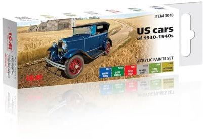 ICM 3048 - Acrylic paints set for US cars of 1930 – 1940s