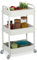 Relaxdays Rollwagen, 3 Etagen, Servierwagen, Küchenwagen Bad & Büro, Rollregal, 71,5x43,5x29,5 cm, Bastelwagen, weiß