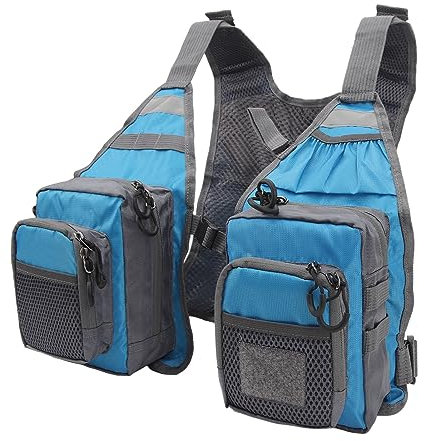 Phefop Riemen-Angelweste, Angelwesten-Pack, mit Netz Gefüttert, 8 Taschen, Oxford-Stoff für Damen (BLUE)