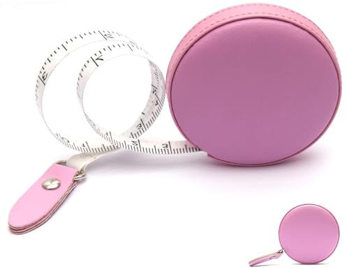 Tape Measure Leather Retractable, 60 Inch/1.5 Meter Long Small Sewing Tape Measure for Tailors and Designers,sewing tape measure,retractable tape measure sewing (Pink)