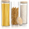 Arendo - Vorratsgläser mit Deckel - 3er Set - 10 x 28 cm / 2 Liter - Glasbehälter aus Glas – hitzebeständig – Vorratsdosen mit Holzdeckel - luftdicht - für Müsli Zucker Mehl Spaghetti Kaffee Reis