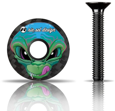 Riesel Design - stem:Cap – Carbon - Ahead Kappe inkl. Aluschraube für Rennrad, Gravel, Cyclocross, MTB/Vorbau- & Steuersatz Kappe für alle Gabelschäfte, Vorbauten mit 1 1/8‘‘ - NEU (Alien)