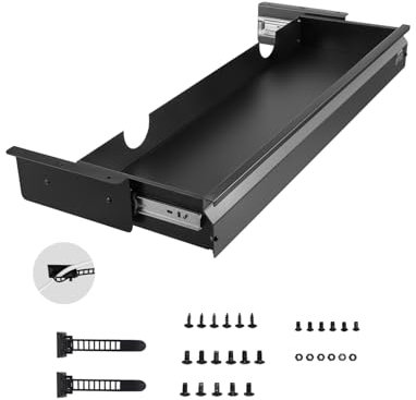 VEVOR Tiroir Coulissant sous Bureau, 840x240x107 mm, Tiroir Organisateur de Rangement de Bureau Caché, Capacité de Charge 5 kg, Espace Économisé pour Maison sous Table, Poste de Travail Assis-debout