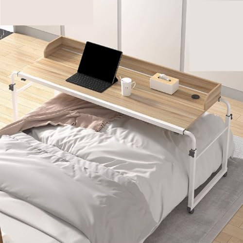 XJXZCFNB Verstellbarer Betttisch, Rolltabletttisch für Laptop und Schreiben im Wohnzimmer, Betttisch, Computer-Laptoptisch, Betttisch für die tägliche Entspannungsarbeit (Farbe: Holz)