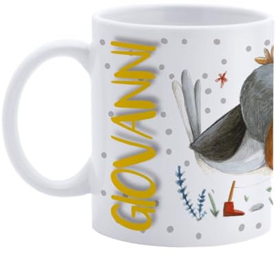 Paolo Chiari Tazza in Ceramica Personalizzata con Nome Maschile, Made in Italy, Multicolore (Bianco, 300 ml, Giovanni)