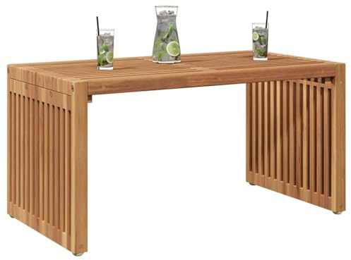 vidaXL Garden Side Table Brown 70 x 37.5 x 35.5 cm Solid teak wood, Modern Rectangle Teak Table, Stackable Patio Furniture, Weatherproof Outdoor Surface, Stylish Garden Dining