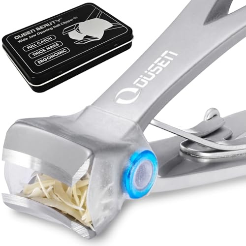 Nail Clippers with Full Catcher, Real Anti-Splash Nail Clippers for Men & Women, Wide Jaw Opening Toenail Clippers for Seniors Thick Nails, Adult Toe Nail Clipper Fingernail Cutter Catch All Clippings