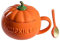FUNNETOYU 1Set Creative Orange Pumpkin Ceramic Mug with Lid and Spoon Cute Coffee Storage Cup for Daily Use for Halloween and Fall Decor