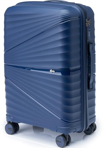 Xonic® Hartschalenkoffer L für 65L - Bruchsicherer Rollkoffer Polypropylen mit 360° Doppelrollen & TSA-Schloss - Reisekoffer Nightblue