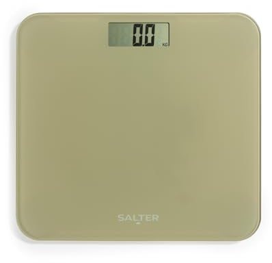 Salter Digitale Personenwaage – Ohne Batterie, Plattform aus gehärtetem Glas, Zum Einschalten betreten, 180 kg Kapazität, Keine Batterien erforderlich, Leicht ablesbares LCD-Display, Cremefarben