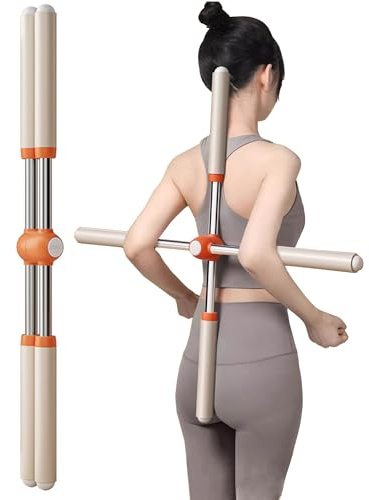 EFGETD Upgraded Yoga Stange Kreuz Rücken Haltungskorrektur, Yoga Stick Gegen Buckel Haltungstrainer Stab Bodybuilding Sculpt Einstellbare Länge für Erwachsene & Kinder