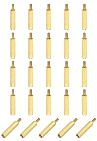 QUARKZMAN 25 Stück Messing Abstandsschrauben, Männlich Zu Weiblich Gewindestandoffs M2.5x20mm + 6mm Sechskant Abstandshalter Für Drohnen Quadrocopter Computer Und Leiterplatte