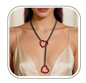 APMGONT Damen-Halskette mit Herz-O-Ring, Verstellbare Punk-Gothic-Lariatkette in Y-Form, Herz Ketten, Edelstähle Slip Chain Kette