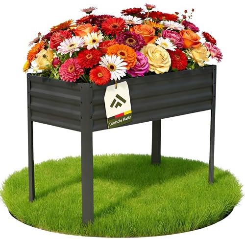 novaterra® gewelltes Hochbeet aus Metall - B 85 x T 31 x H 80 cm - Robustes & Rostbeständiges Gartenbeet für Balkon & Garten | Formschönes Design, UV-beständig, wetterfest