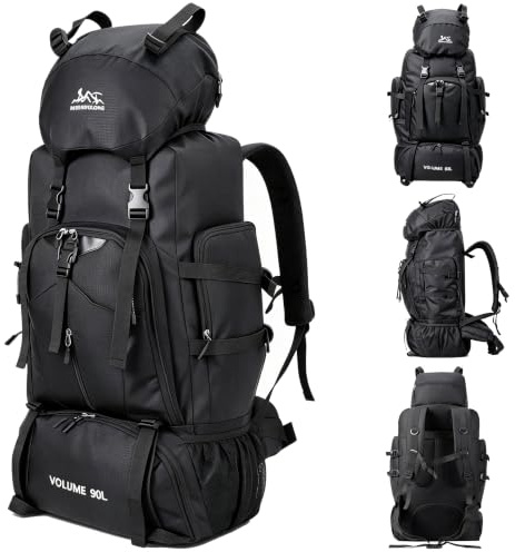 Yaskyly Sac à Dos Randonnée 90L Homme Femme Grande Sac à Dos Trekking Ultra Léger Imperméable, Sac à Dos Voyage avec Multi-Compartiments pour Camping, Randonnée, Escalade, Voyage et Alpinisme