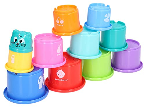 BTOSEP Juego de 10 vasos apilables de plástico para divertirse jugando