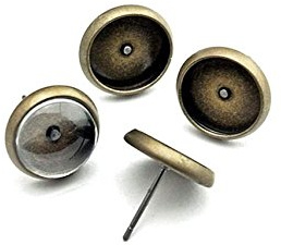 10 Ohrstecker in antik Bronze für 10 mm Cabochon von Vintageparts, DIY-Schmuck