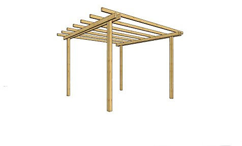 GAZEBO PERGOLA 300X300 LEGNO PINO MASSELLO IMPREGNATO