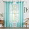 MIULEE 2er Set Sheer Voile Vorhang mit Ösen Transparente Gardine aus Voile Polyester Ösenschal Transparent Wohnzimmer Luftig Dekoschal für Schlafzimmer 140 X 245 cm (B x H), Grommet Top Türkis