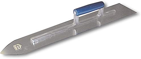 HAROMAC Bodenlegerkelle 600 x 115 x 85 mm – gehärtete Stahlkelle mit geschliffenem Blatt & blauem Griff – Glättkelle für Estrich, Beton, Fußböden & großflächige Glättarbeiten