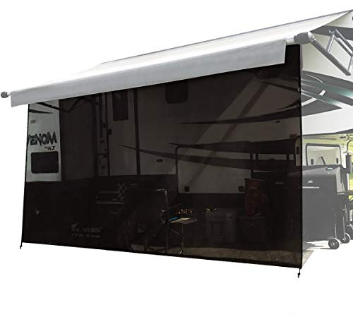 Shadeidea RV-Sonnenschutz für Vorzelte – 2,9 x 4,5 m, schwarzes Netzgewebe für Wohnmobil, Camping, Anhänger, UV-Sonnenschutz, 3 Jahre Garantie