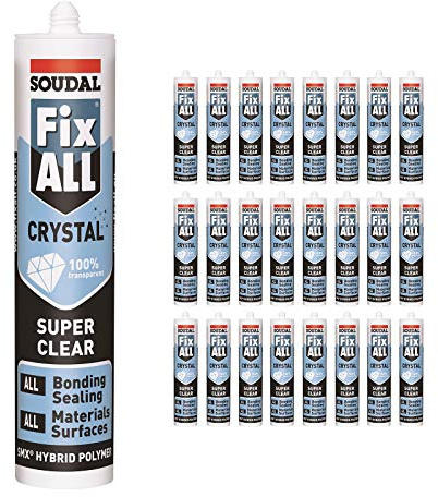 Soudal Fix ALL Crystal Clear Neutral Cure Silicone Adhesive Sealant (x24)