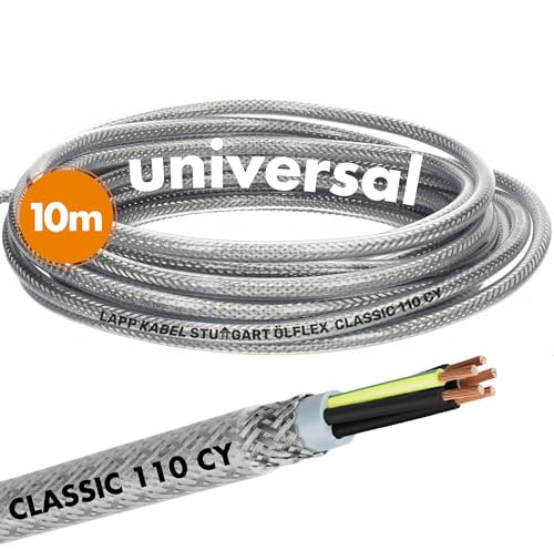 10 metri Lapp 1135004 Ölflex Classic 110 CY Cavo di controllo schermato 4 x 0,5 mm² con conduttore di protezione verde giallo I Cavo schermato 4G0,5 I guaina esterna trasparente