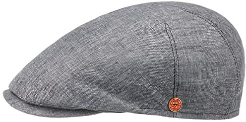Mayser Sidney Leinen Flatcap Schirmmütze Schiebermütze Leinencap Herren - Made in The EU mit Schirm, Futter Sommer Frühling-Sommer - 55 cm grau