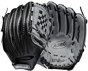 WILSON 2021 A360 Outfield Baseballhandschuh, 30,5 cm, Schwarz/Grau, für Linkshänder
