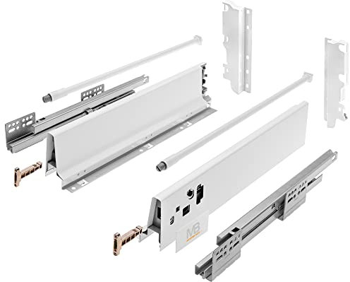 GTV - Modern Box Schublade I L=350mm H=210 mm I Weiss I Leises Schließen I Belastung bis zu 40 kg I Einfache Installation I Synchronisation des Fahrweges der Führungen I PB-D-KPL350C1
