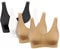 PBE 4 Pack Super Comfort Bra, Thick Double Material Women's Sleep Bras, Sports Bra, Premium Quality, Seamless, No Wires! - 4 Pack Black/White/Nude/Nude - XX Large