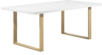 i-flair Esszimmertisch Macon 160x90 cm Kufentisch Holztisch Esstisch Kufengestell Tisch mit Tischplatte und Kufen - Weiß + Eiche