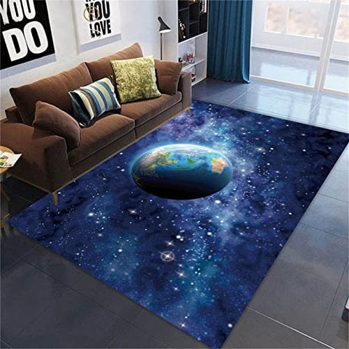 Galaxy Starry Wohnzimmer Teppich Großer Planet Kinderzimmerteppich Earth Star Area Teppich Kinderzimmer Teppich Gaming Zone rutschfeste Bodenmatte Korridor Küche Fußmatte (160 x 200 cm, Farbe 2)