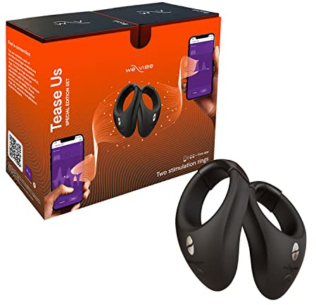 We-Vibe Tease Us Set Bond + Bond App Controlled Vibrating Penis Rings | Remote Control, Wearable Cock Rings, Quick Release, 2 Sizes with Custom Fit Link 35-42mm, Adult Sex Toys for Men and Couples
