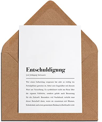 Entschuldigungskarte mit Umschlag: Entschuldigung Definition