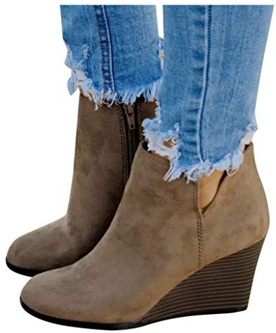 Stivali Donna Bassi Comode con Tacco Anfibi Cowboy Pelle Autunnali Invernali Morbidi Stivaletti Ankle Chelsea Boots Eleganti Stringati Scamosciati Chunky Stivali Calzino