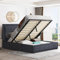 Upholstered Ottoman Bed Super King Bed Frame UKFR Linen Dark Grey Fabric Ottoman Storage Bed with Gas Lift End Opening Wooden Slats with Storage (6ft Super King 180 x 200, No Mattress)